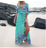 1pcs/lot bohemian style woman chiffon long print dress lady o-neck summer half sleeve floral dress
