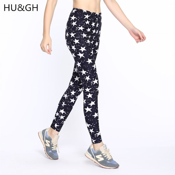 Causal Women Leggings Fashion Star Print Leggins High Wast Plus Size Elasticity Slim Pant legging for Woman