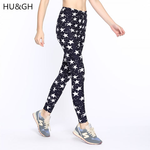 Causal Women Leggings Fashion Star Print Leggins High Wast Plus Size Elasticity Slim Pant legging for Woman