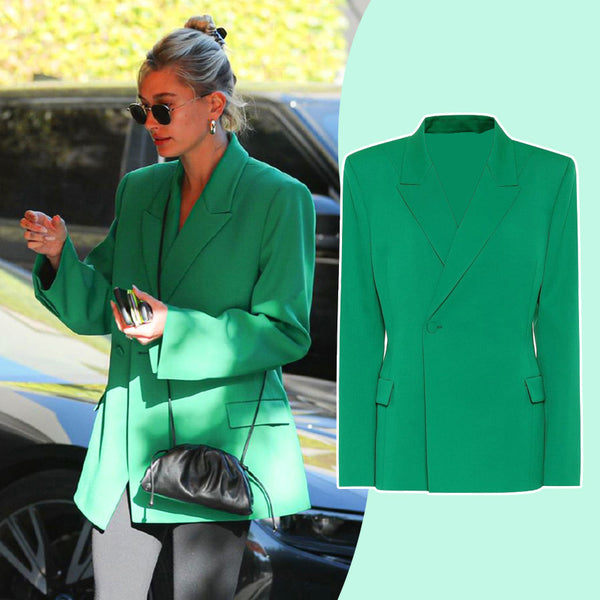 Hailey's Same Green Suit Casual Spring Summer Street Daily Female Wear/Hailey Women'S Blazer Classic Fit Single Breasted