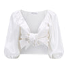 Half Sleeve Crop Top Women V Neck Sexy Top 2023 Ladies Warp Summer Top