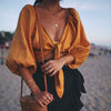 Half Sleeve Crop Top Women V Neck Sexy Top 2023 Ladies Warp Summer Top