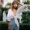 Half Sleeve Crop Top Women V Neck Sexy Top 2023 Ladies Warp Summer Top