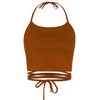 Halter Sexy Tank Tops Women Bandage Hollow Strapless Top Off Shoulder Strappy Top Vetement Fem Summer Croptop #0951