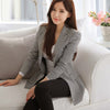 2022 New Spring Autumn Slim Houndstooth Plaid Long Blazer for Women Jacket Black White Jacket XXXL Plus Size