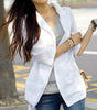 2022 Summer Women Natural Linen Fabric Blazer Slim Thin 3 Quarter Sleeve Cardigan Suit Tops Beige/White S/M/L/XL/XXL