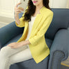 Women Spring Autumn One Button Ladies Slim Small Suit Jacket Women Blazer Pink/Yellow/Black/Sky Blue S/M/L/XL