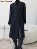 HanOrange 2023 Autumn Heavy Temperament X-long Suit Jacket Women Loose Blazer Female Black/Grey Bean Green