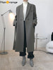 HanOrange 2023 Autumn Heavy Temperament X-long Suit Jacket Women Loose Blazer Female Black/Grey Bean Green