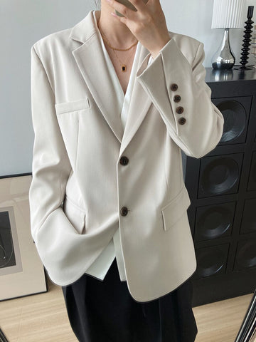 HanOrange 2023 Oblique Button Blazer Women's Spring Autumn Temperament Casual Outfit Suit Jacket
