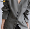 HanOrange Early Autumn Japanese Style Loose Blazer Women Designer Style Neutral Profile Suit Jacket Single Breasted Outwear