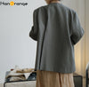 HanOrange Early Autumn Japanese Style Loose Blazer Women Designer Style Neutral Profile Suit Jacket Single Breasted Outwear
