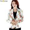 One Button Flower Print Female 2022 High Grade Long Sleeve Casual Slim Women Blazer Jacket S-3XL White Plus Size