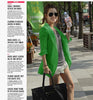 Plus Size Summer Three Quarter Sleeve Thin Pocket Long Female Linen Blazer Jacket White/Dark Blue/Rose/Green