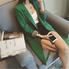 Single One Button Autumn 2022 Slim Women Long Blazer Jacket Gray/Green/Black 3XL Plus Size