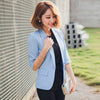Slim 3 Quarter Sleeve Single Button Pocket  Women Blazer Jacket White/Dark Blue/Sky Blue S-3XL Plus Size
