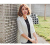 Slim 3 Quarter Sleeve Single Button Pocket  Women Blazer Jacket White/Dark Blue/Sky Blue S-3XL Plus Size