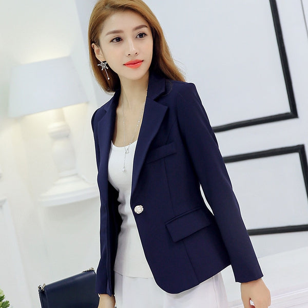 Spring Autumn Suit Slim Fashion Long Sleeve Single Button Women Blazer Jacket Gray/Wine Red/Dark Blue S/M/L/XL/XXL