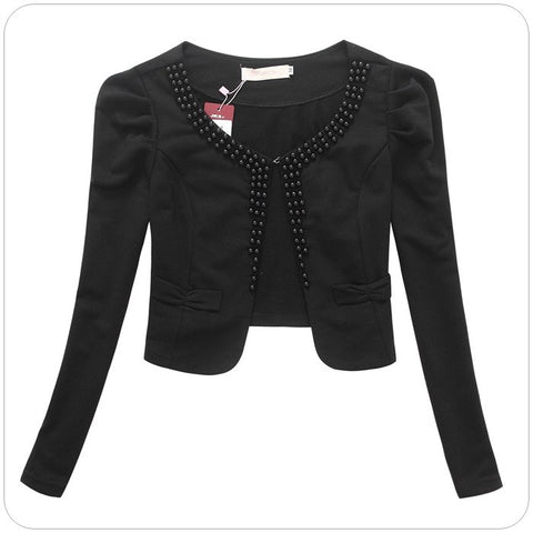 Spring Ladies Sweet Beading Knitted Shawl Air Conditioning Women Short Blazer