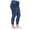 Hanezza Plus Size Women 2022 Summer Clothing Embroidered Cuff High Rise Full-Lenght Elegant Softener Denim Trousers + 2XL - 7XL + Large Sizem Highly Seasonal Chic Jeans + 44 - 54 EU Casual Wear Female Dark Blue