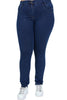 Hanezza Plus Size Women 2022 Summer Clothing Stitch Detailed Pocket High Rise Full-Length Elegant Denim Trousers + 2XL - 7XL + Large Size Highly Seasonal Chic Jeans 44 - 54 EU Streetwear Female Dark Blue, Blue