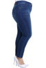 Hanezza Plus Size Women 2022 Summer Clothing Stone And Bead Pocket Detailed High Rise Skinny Elegant Denim Trousers 2XL - 7XL Large Size Highly Seasonal Chic Jeans 44 - 54 EU Casual Wear Female Dark Blue, Blue