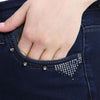Hanezza Plus Size Women 2022 Summer Clothing Stone And Bead Pocket Detailed High Rise Skinny Elegant Denim Trousers 2XL - 7XL Large Size Highly Seasonal Chic Jeans 44 - 54 EU Casual Wear Female Dark Blue, Blue
