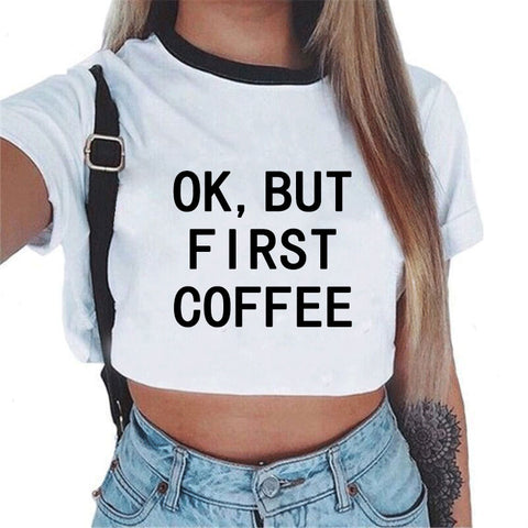 Harajuku 2022 Summer tank top Women vogue streetwear feminist Girl power rose White Crop Tops Sexy Short Sleeve T shirts