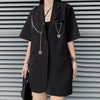 Harajuku Autumn Women Jackets Black Oversized Gothic Punk Hip Hop Solid Vintage Blazer Coats Women Chic Chain Loose Suit Jacket