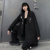 Harajuku Autumn Women Jackets Black Oversized Gothic Punk Hip Hop Solid Vintage Blazer Coats Women Chic Chain Loose Suit Jacket