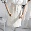 Harajuku Button Up White A-line Denim Jeans Skirt XL XXL Autumn Spring Elegant Women Office Lady Workwear Maxi Denim Skirts