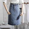 Harajuku Button Up White A-line Denim Jeans Skirt XL XXL Autumn Spring Elegant Women Office Lady Workwear Maxi Denim Skirts