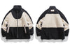 Harajuku Fuzzy Fluffy Lambswool Jacket Winter Parkas Men Color Block Patchwork Thick Warm Coat Streetwear Hip Hop Casual Outwear