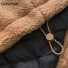 Harajuku Fuzzy Fluffy Lambswool Jacket Winter Parkas Men Color Block Patchwork Thick Warm Coat Streetwear Hip Hop Casual Outwear