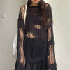 Harajuku Gothic Oversized Knitted Sweater Hollow Out Hole See Through Pullovers Emo Sweaters Streetwear Grunge Clothes Y2k Tops