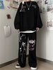 Harajuku Graffiti Print E Girl Wide Leg Y2k Women Goth Gothic Streetwear Trousers High Waist Loose Casual Female Pants