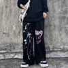 Harajuku Graffiti Print E Girl Wide Leg Y2k Women Goth Gothic Streetwear Trousers High Waist Loose Casual Female Pants