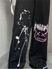 Harajuku Graffiti Print E Girl Wide Leg Y2k Women Goth Gothic Streetwear Trousers High Waist Loose Casual Female Pants