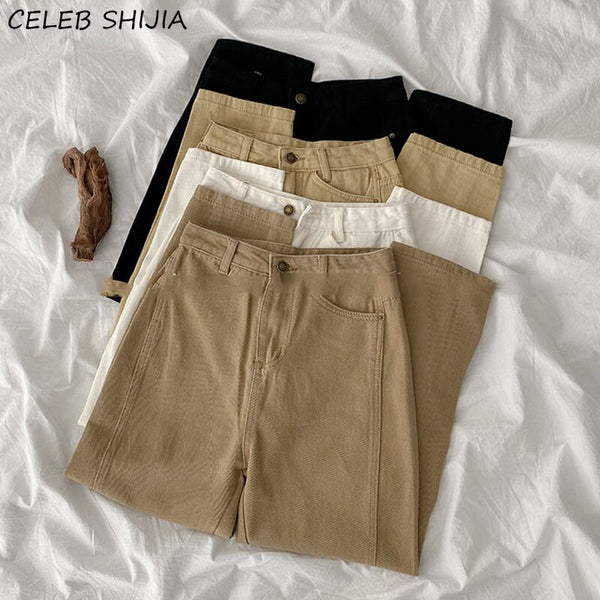 Harajuku High-waisted Jeans Woman Vintage Khaki Straight Denim Woman Pants Summer 2022 Baggy Jeans Femaler Trousers Autumn