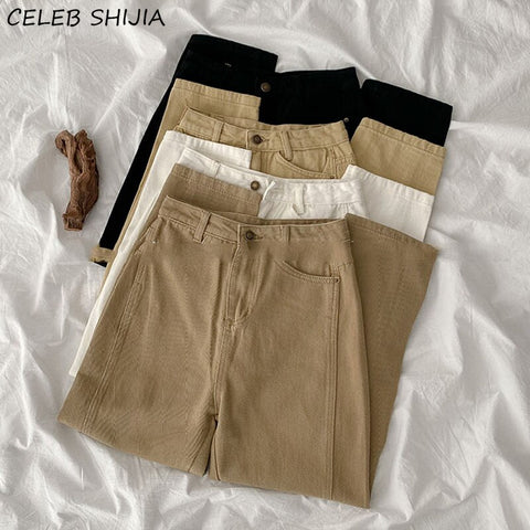 Harajuku High-waisted Jeans Woman Vintage Khaki Straight Denim Woman Pants Summer 2022 Baggy Jeans Femaler Trousers Autumn