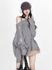Harajuku Hollowed Out Sweater Women Streetwear Y2k Grunge Ripped Hole Long Sleeve Loose Knit Sweater Harajuku Pullovers