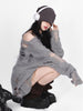 Harajuku Hollowed Out Sweater Women Streetwear Y2k Grunge Ripped Hole Long Sleeve Loose Knit Sweater Harajuku Pullovers