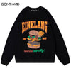Harajuku Hoodie Sweatshirt Streetwear Hip Hop Hamburger Print Pullover Harajuku Crewneck Casual Cotton Loose Tops Couple