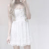 Harajuku Japanese bow tie sexy white lace dress female ins summer Korean  simple solid sweet casual female strap dress