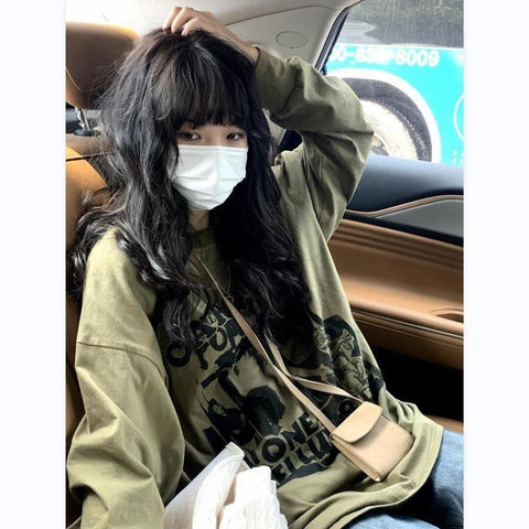 Harajuku Long Sleeve Harajuku T-shirt Women Y2k Vintage Aesthetic Top Tee Grunge Autumn Gothic Basic T Shirt Streetwear Korean