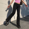 Harajuku Low Waist Rise Flare Pants Women Vintage Black Y2k Jeans Black Denim Baggy Pants  90s Aesthetic Slim female Trousers