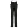 Harajuku Low Waist Rise Flare Pants Women Vintage Black Y2k Jeans Black Denim Baggy Pants  90s Aesthetic Slim female Trousers