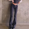 Harajuku Low Waist Rise Flare Pants Women Vintage Black Y2k Jeans Black Denim Baggy Pants  90s Aesthetic Slim female Trousers