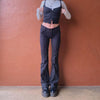 Harajuku Low Waist Rise Flare Pants Women Vintage Black Y2k Jeans Black Denim Baggy Pants  90s Aesthetic Slim female Trousers