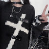 Harajuku Punk Subculture Crucifix Beggars Retro Street Hip-Hop Lazy Wind Mid Length Sweater Hole Breaking Knitwear Loose Tops